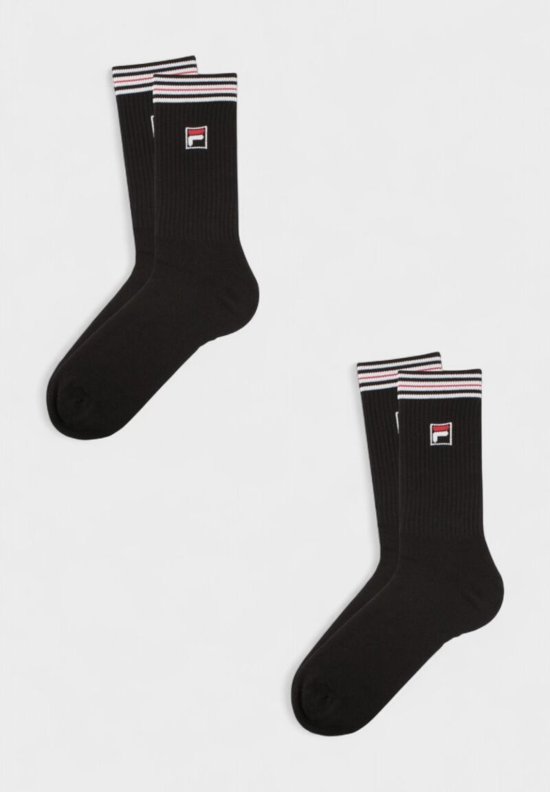 Κάλτσες FILA Unisex Αθλητικές Top Quality Black – Σετ 2 Ζευγάρια