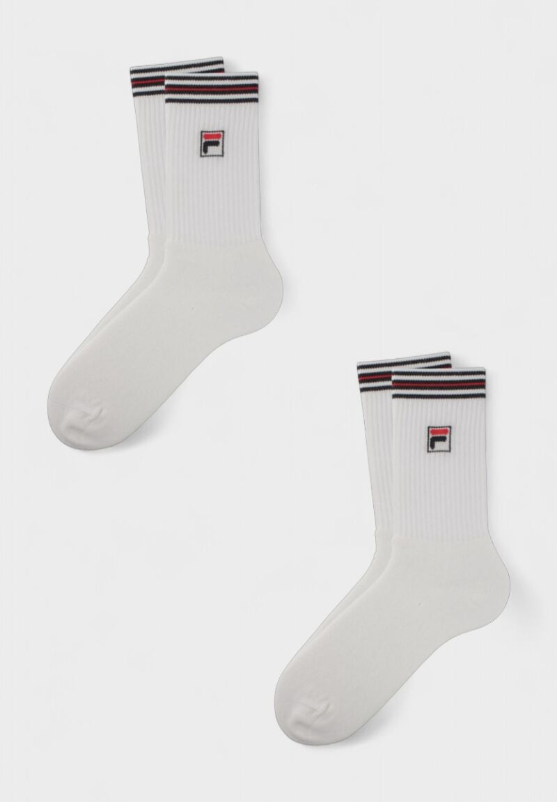 Κάλτσες FILA Unisex Αθλητικές Top Quality White – Σετ 2 Ζευγάρια