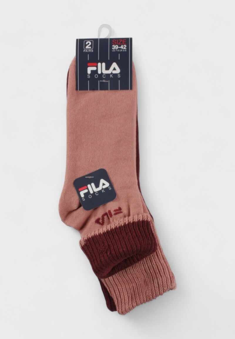 Γυναικείες Αθλητικές Κάλτσες Fila Σετ 2 Ζευγάρια Ροζ & Μπορντό