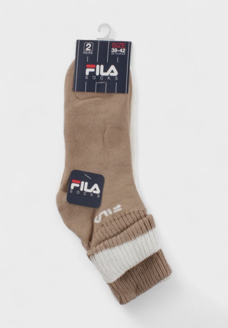 Γυναικείες Αθλητικές Κάλτσες Fila Σετ 2 Ζευγάρια Μπεζ & Λευκό