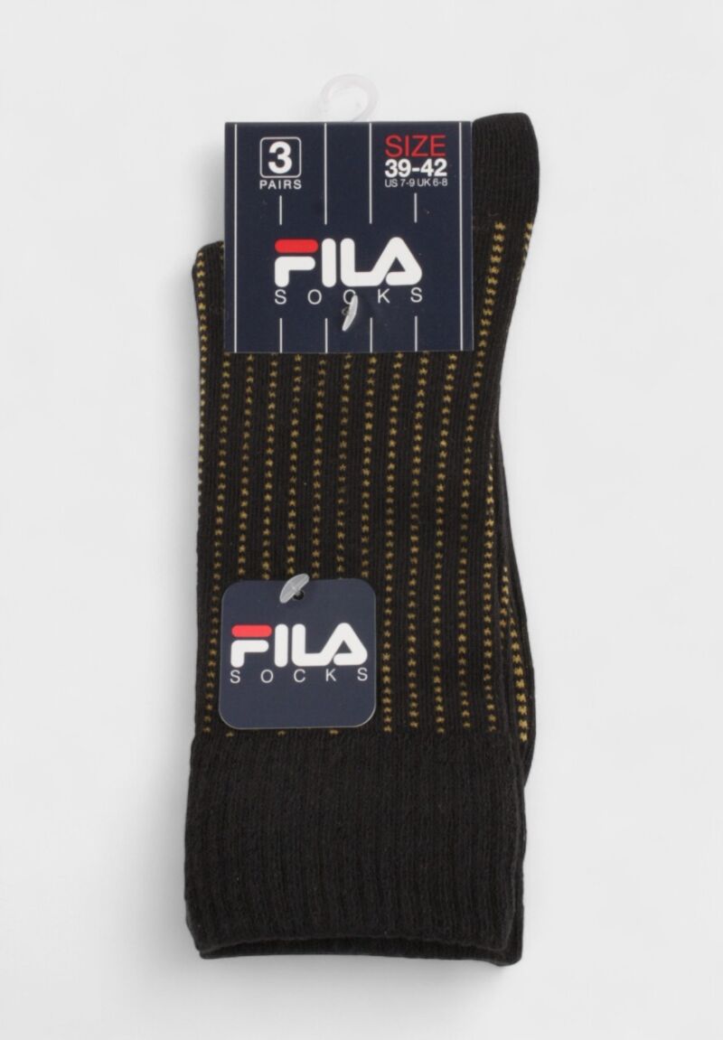 Γυναικείες Κάλτσες Fila σε Πακέτο 3 Ζευγάρια – Μαύρο με Ριγέ Σχέδιο