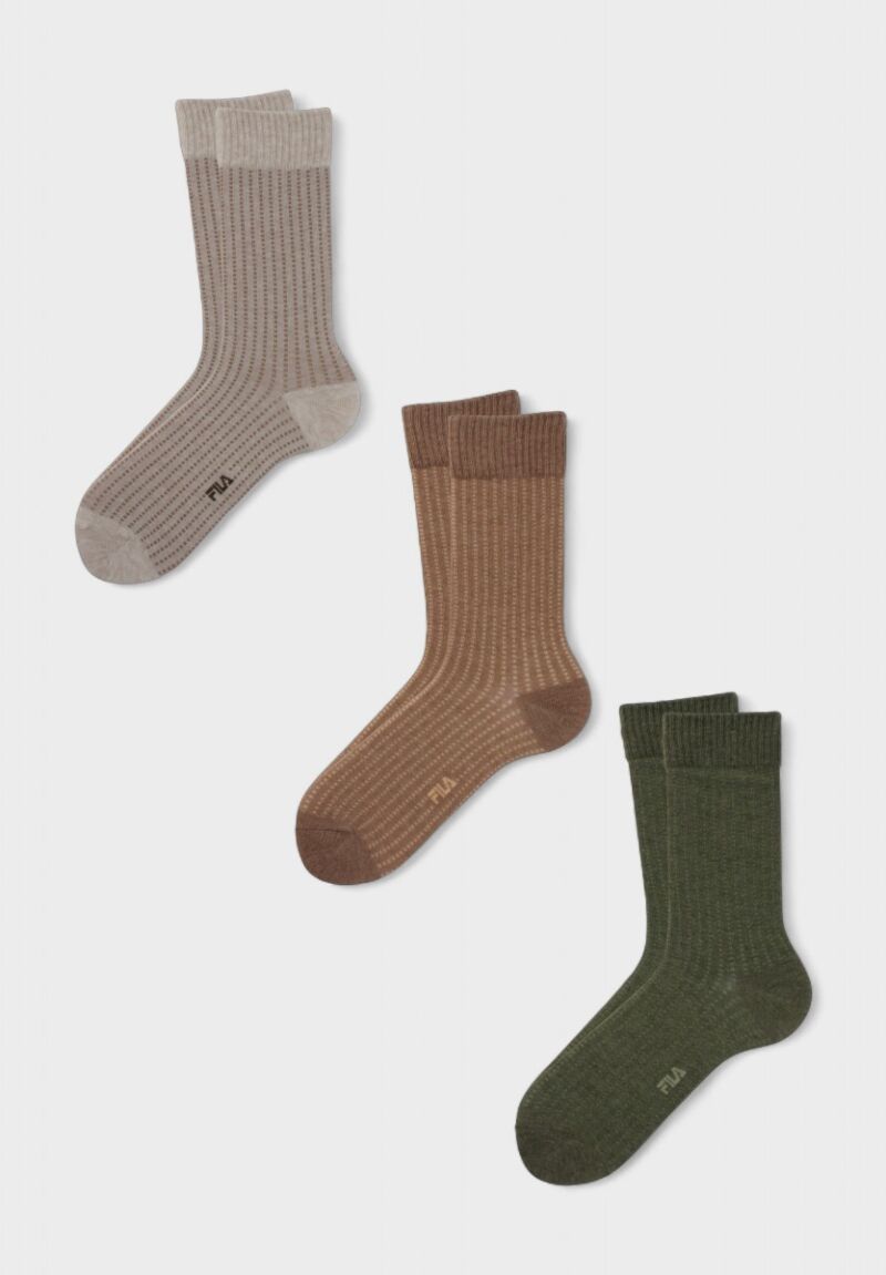 Γυναικείες Κάλτσες Fila σε Πακέτο 3 Ζευγάρια – Μπεζ, Καφέ & Χακί