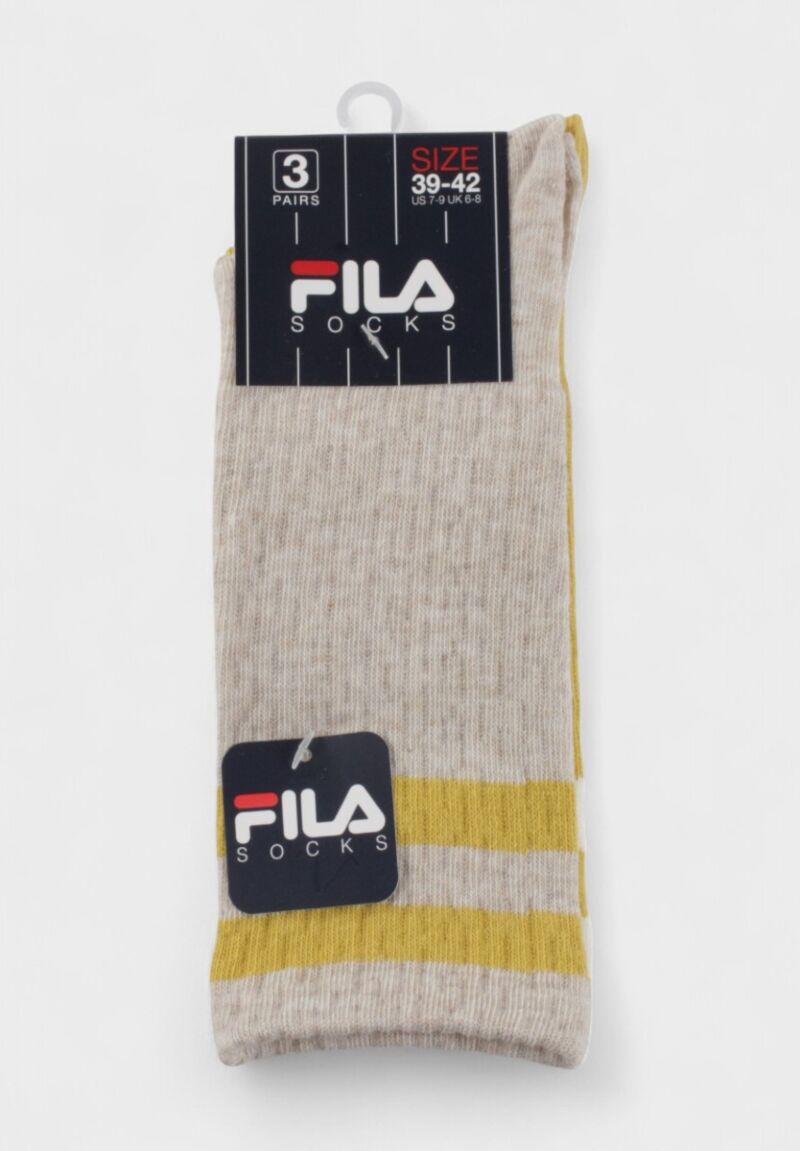 Γυναικείες Κάλτσες Fila σε Πακέτο 3 Ζευγάρια Mπεζ, Kiτρινο και Γαλάζιο