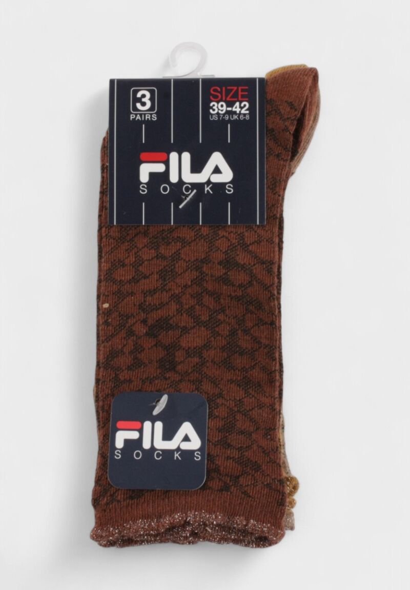 Γυναικείες Κάλτσες Fila σε Πακέτο 3 Ζευγάρια με Μοντέρνο Μοτίβο – Καφέ, Μουσταρδί & Μπεζ