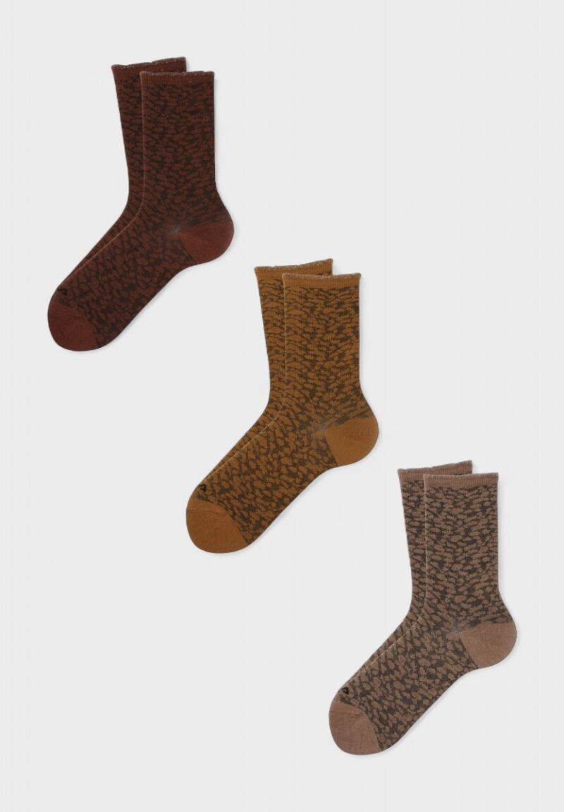 Γυναικείες Κάλτσες Fila σε Πακέτο 3 Ζευγάρια με Μοντέρνο Μοτίβο – Καφέ, Μουσταρδί & Μπεζ