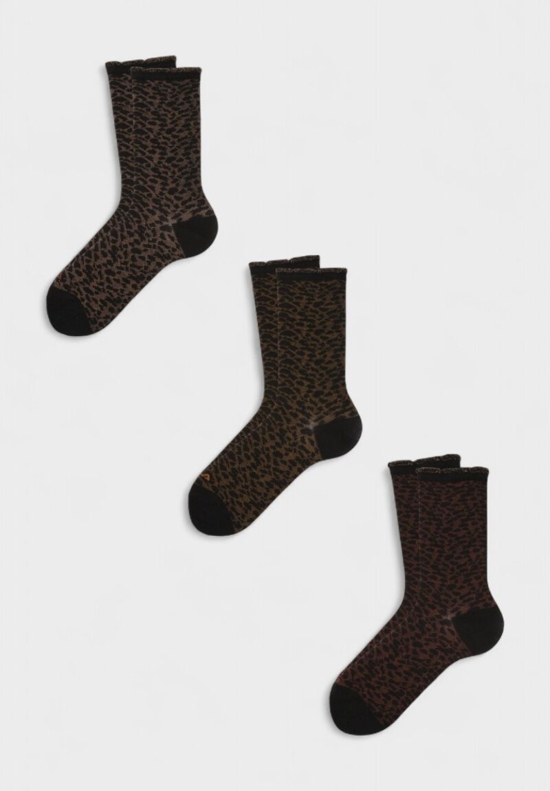 Γυναικείες Κάλτσες Fila σε Πακέτο 3 Ζευγάρια με Animal Print – Μαύρο, Καφέ & Μπορντό