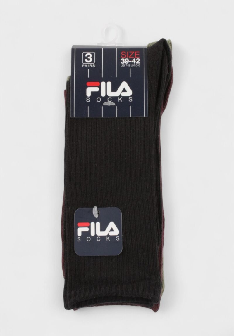Γυναικείες Κάλτσες Fila σε Πακέτο 3 Ζευγάρια Μπορντό, Χακί και Μαύρο