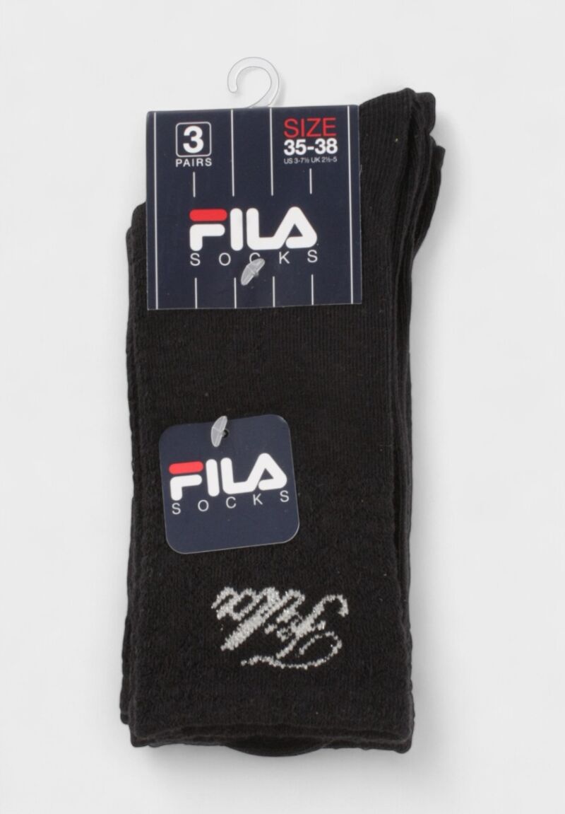 Fila Παιδικές Κάλτσες για Κορίτσι F8271 Black (3 Ζευγάρια)