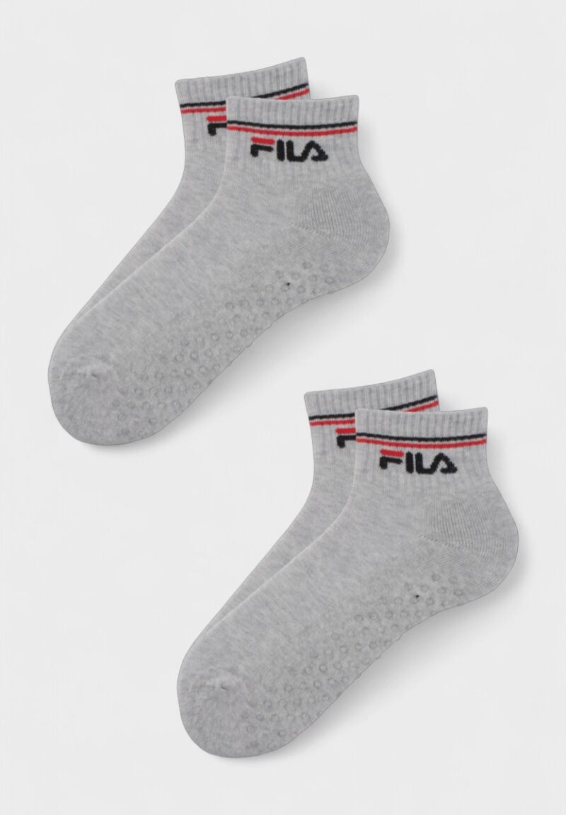 Παιδικές Αθλητικές Κάλτσες FILA με Αντιολισθητικά Ταπάκια – Γκρι (Σετ 2 Ζευγάρια)