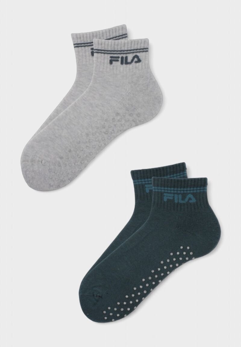 Παιδικές Αθλητικές Κάλτσες FILA με Αντιολισθητικά Ταπάκια – Γκρι - Πετρολ