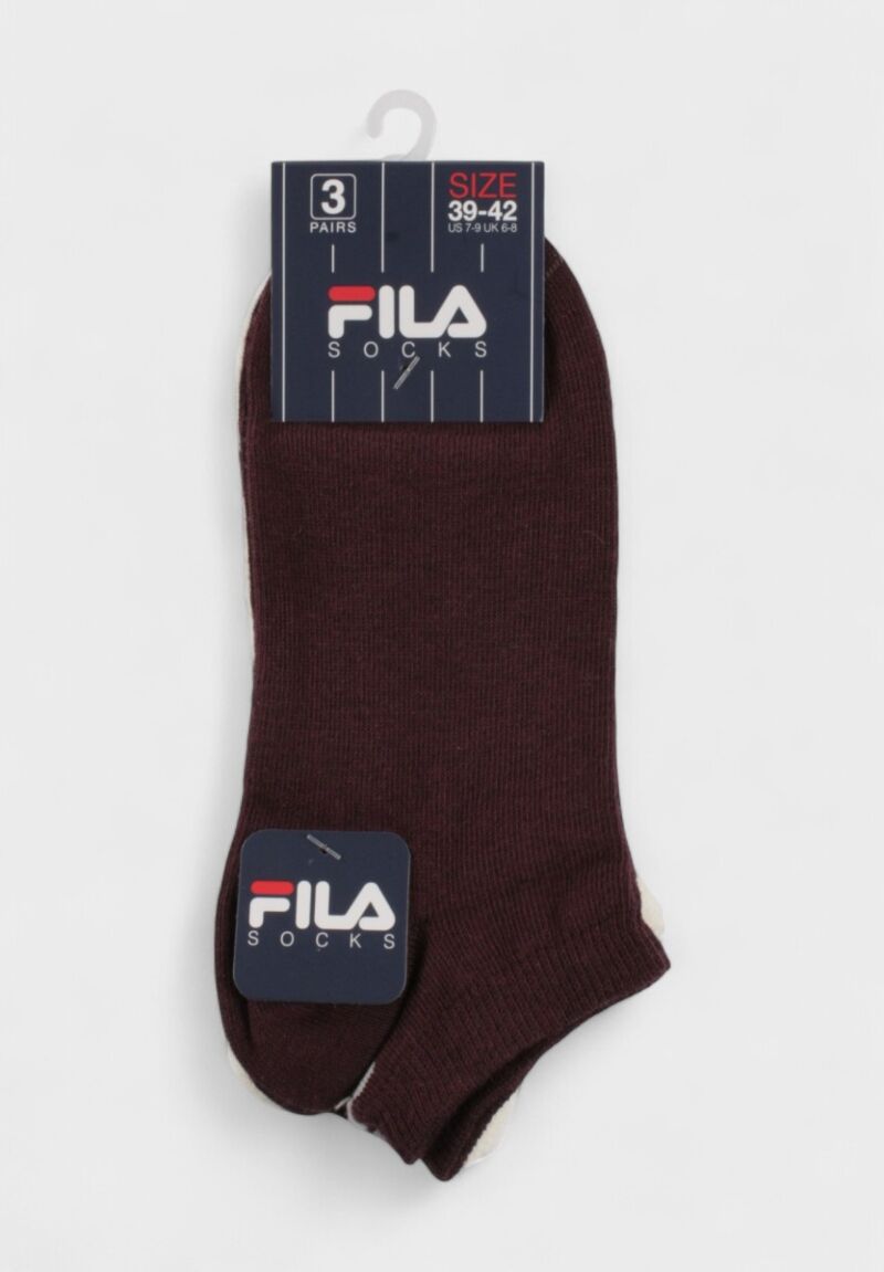 Σοσόνια Unisex Fila Invisible Plain 3 Pack -Milky - Burgundy