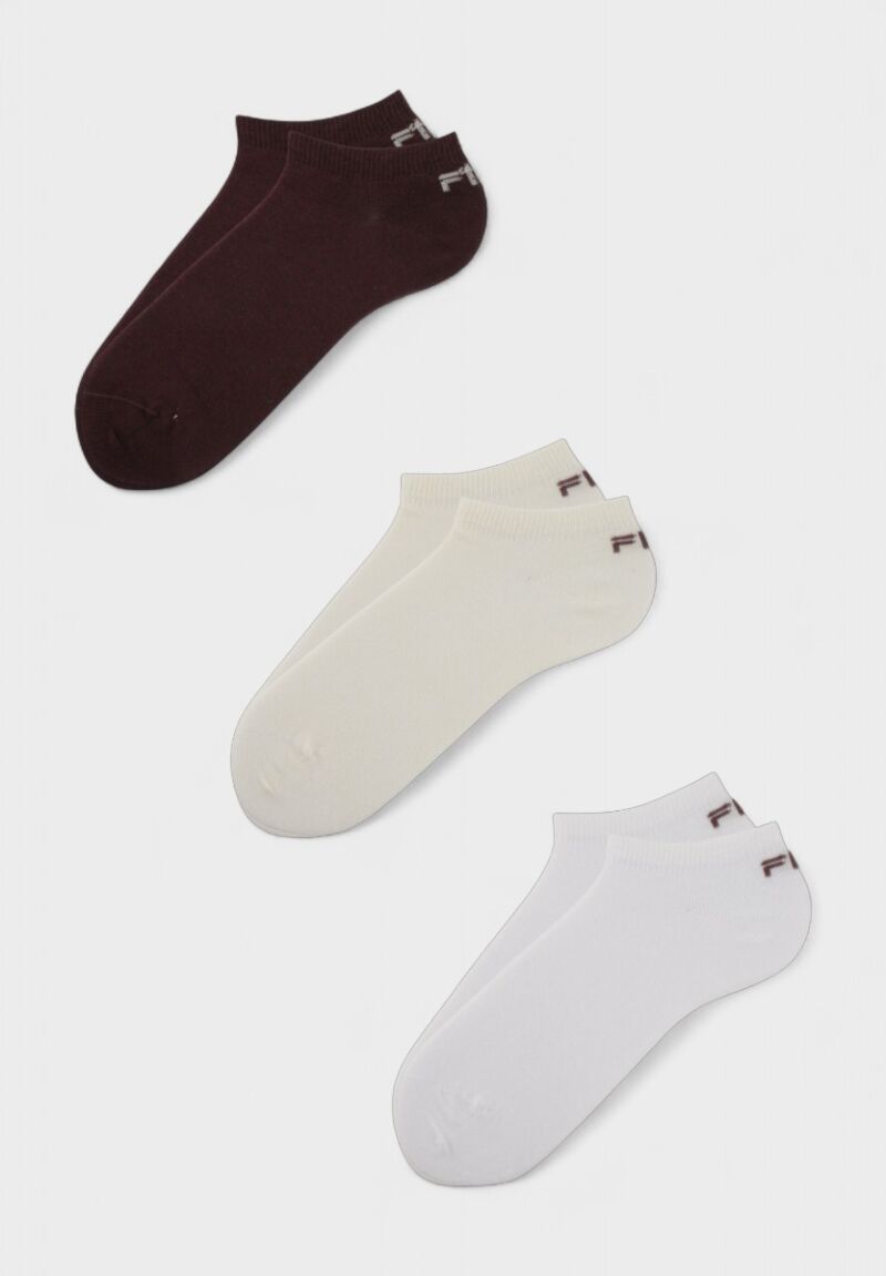 Σοσόνια Unisex Fila Invisible Plain 3 Pack -Milky - Burgundy