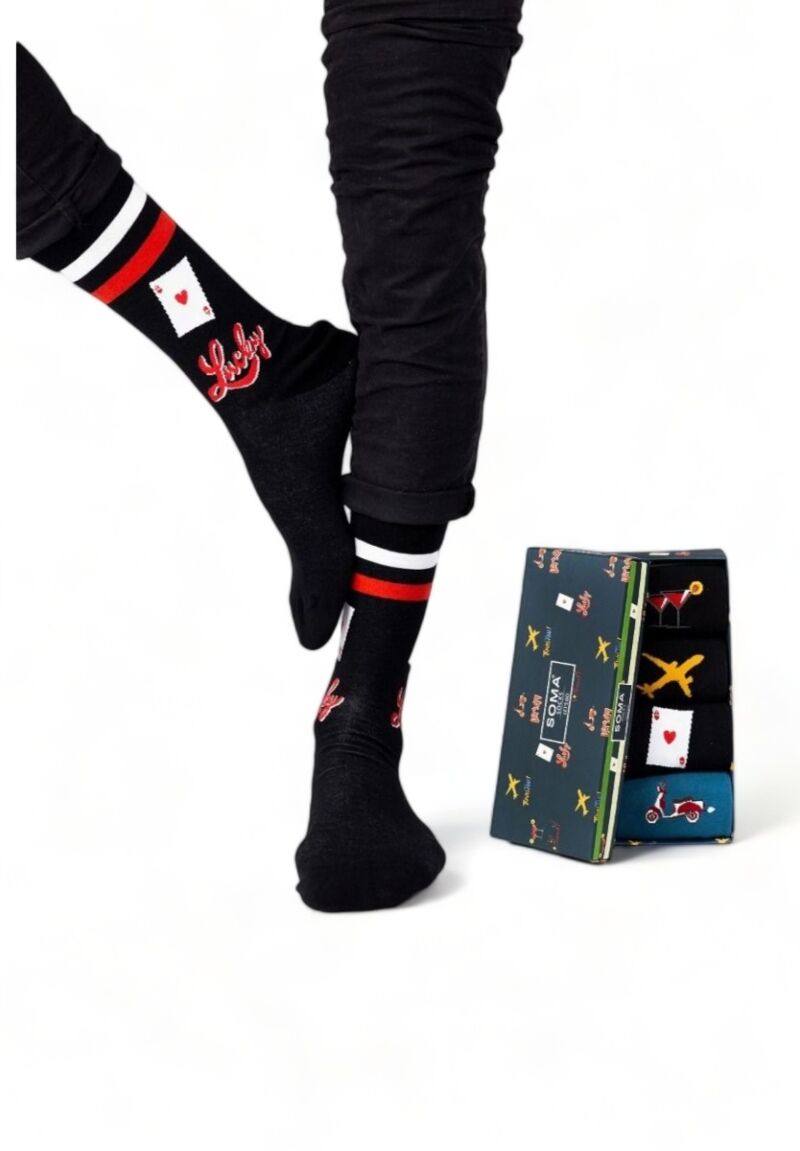 Κάλτσες ανδρικές βαμβακερές Soma Socks Let's Go σε κουτάκι 4 τεμαχίων