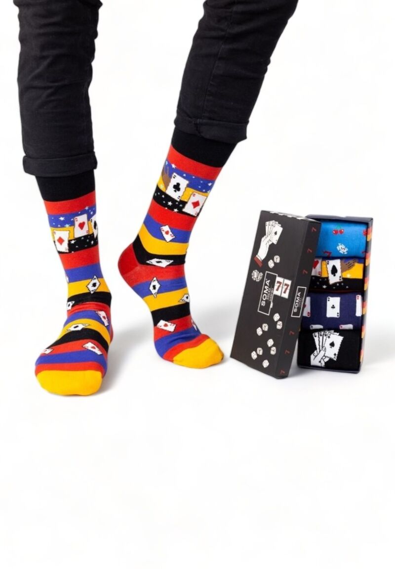 Κάλτσες ανδρικές βαμβακερές Soma Socks Lucky Bet σε κουτάκι 4 τεμαχίων