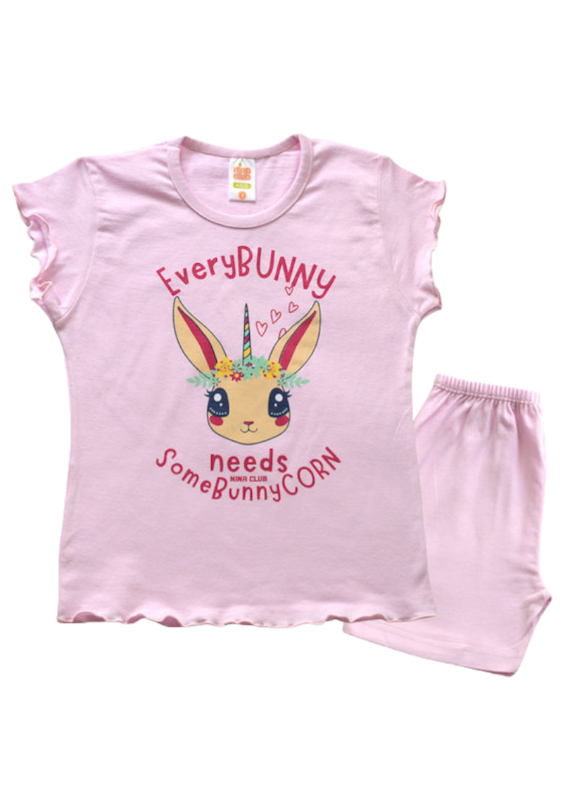 Πιτζάμα κοντομάνικη για κορίτσι Nina Club Bunnycorn