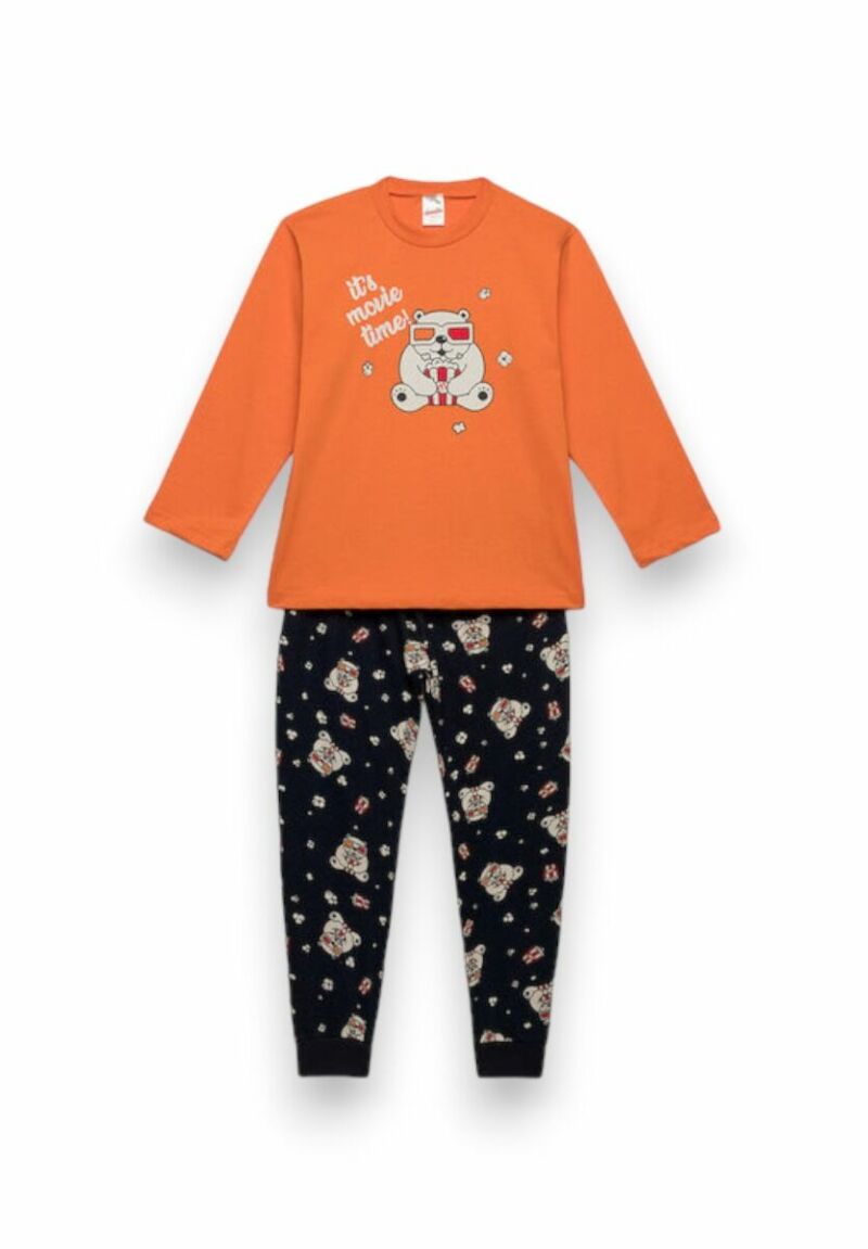 Πιτζάμα βρεφική Unisex Pop Corn Minerva Orange