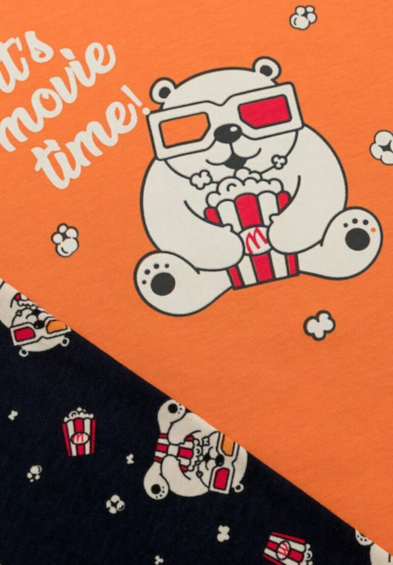 Πιτζάμα βρεφική Unisex Pop Corn Minerva Orange