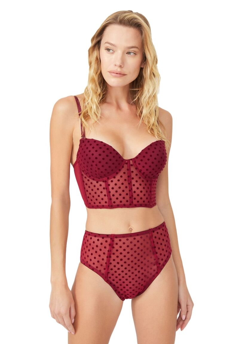 Σετ εσωρούχων Corset με ψηλόμεσο Brazil Perla Μπορντώ