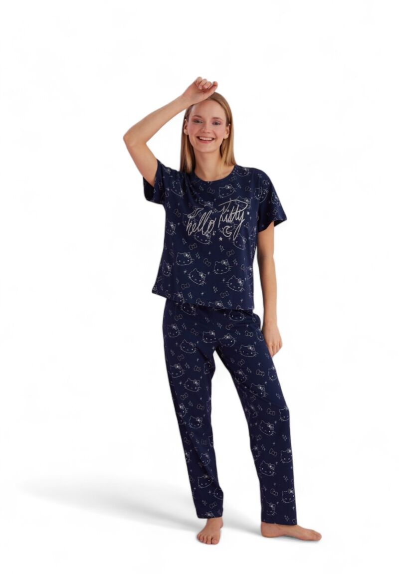 Πιτζάμα γυναικεία με μακρύ παντελόνι Hello Kitty Good Night Blue