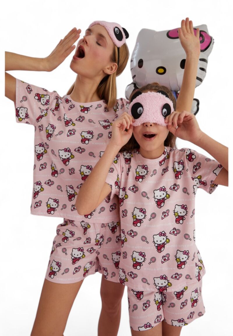 Πιτζάμα παιδική με σορτσάκι Hello Kitty Pink