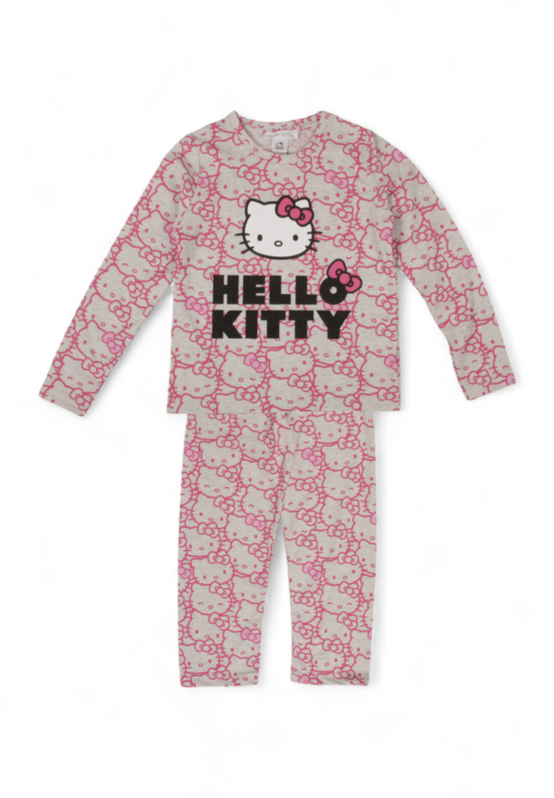 Πιτζάμα παιδική βαμβακερή Hello Kitty Pink & Grey Sexen