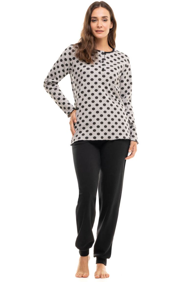 Πιτζαμα γυναικεία βαμβακερή CHERRY Γκρι Πουα