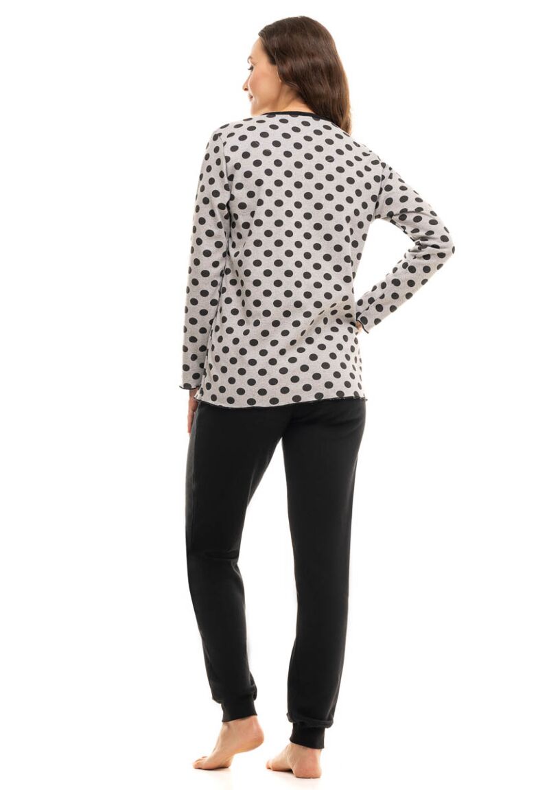 Πιτζαμα γυναικεία βαμβακερή CHERRY Γκρι Πουα