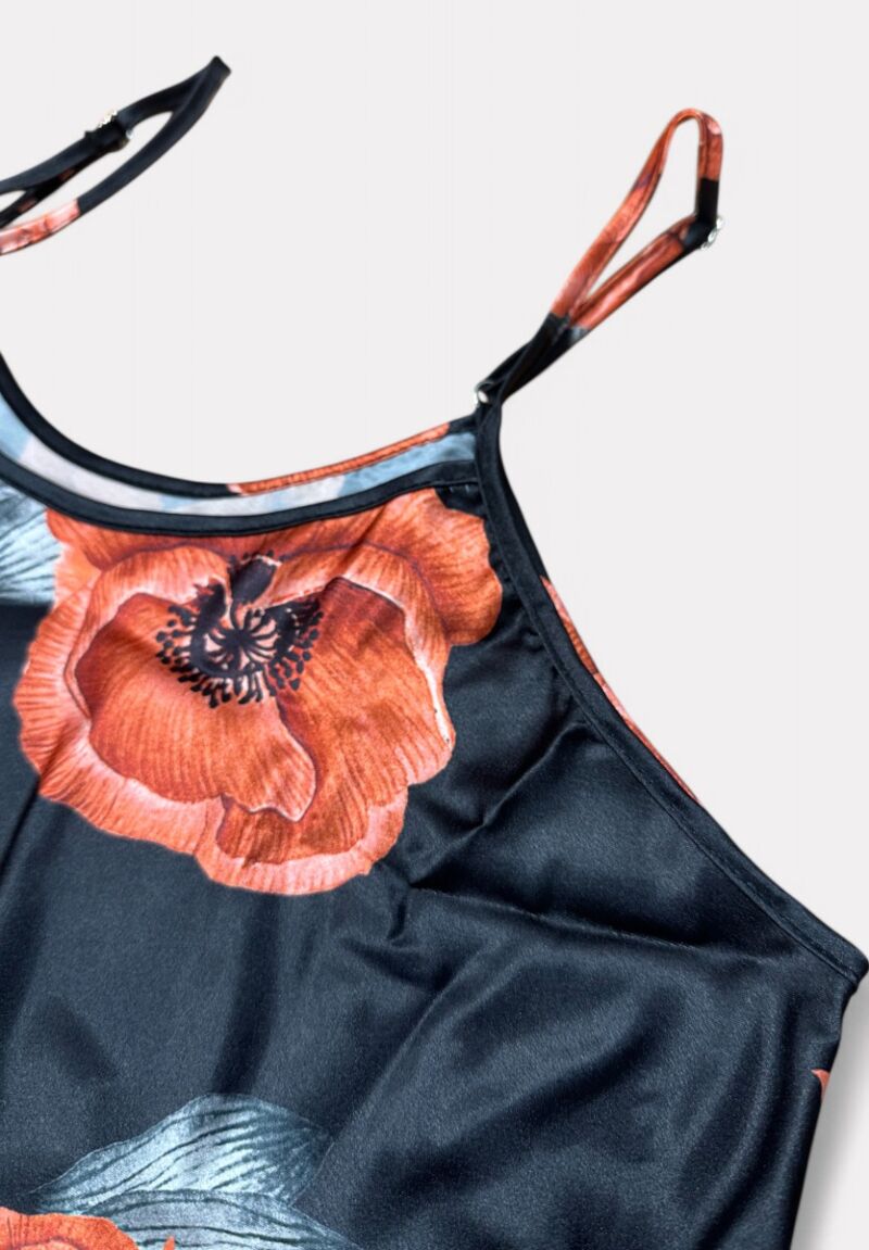 Babydoll Satin Moongirl Black Flower