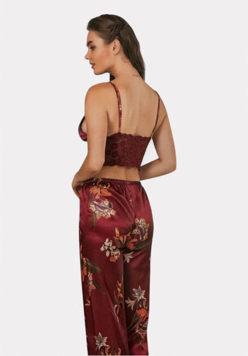 Σετ Πιτζάμα με Ρόμπα Σατέν Moongirl Bordo Elegance