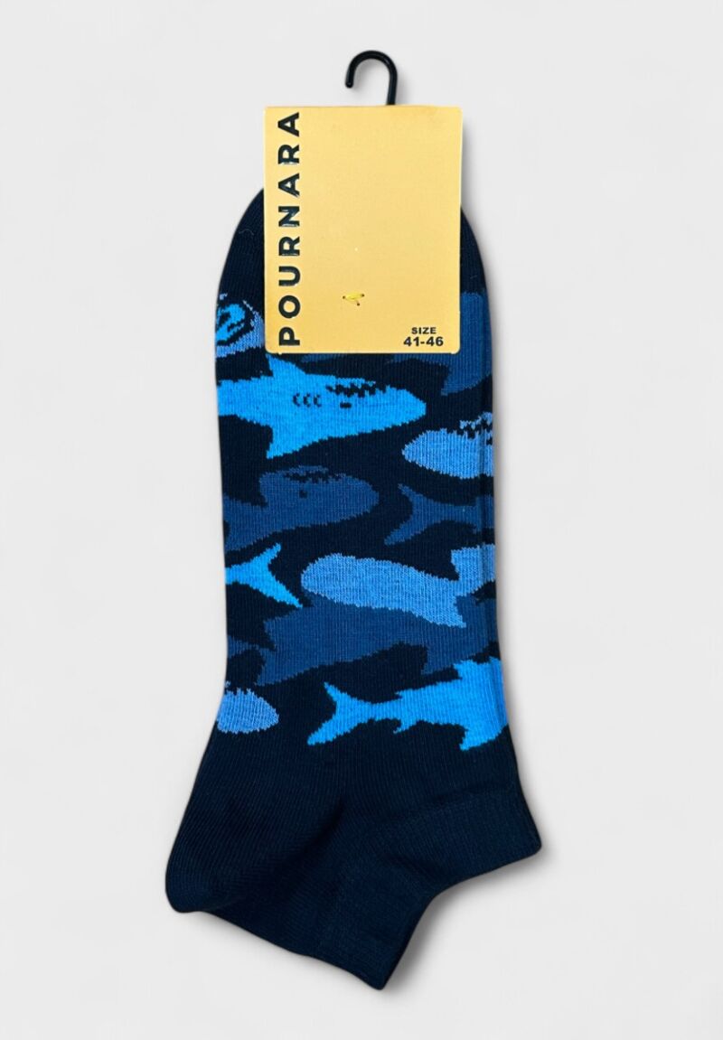 Ανδρικές Κάλτσες Pournara Μπλε με Καρχαρίες – Κοντές