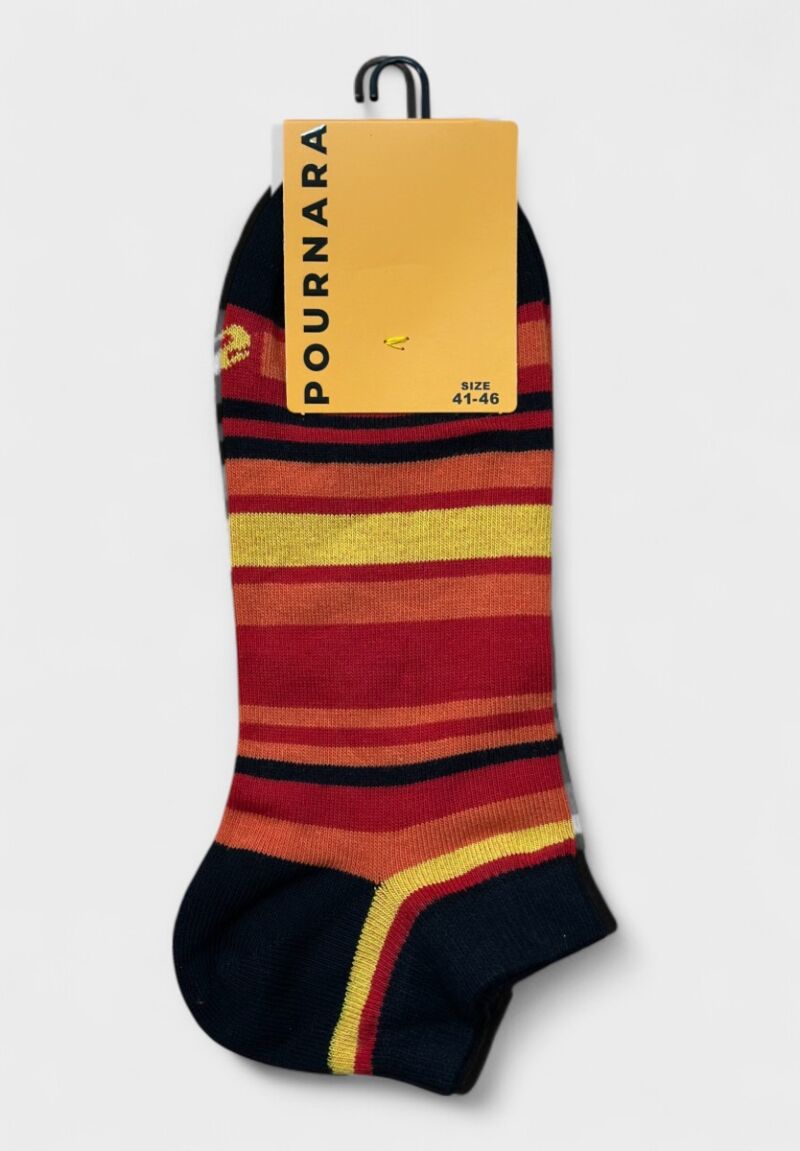 Ανδρικές Κοντές Κάλτσες Pournara Ριγέ Κόκκινο/Πορτοκαλί/Κίτρινο