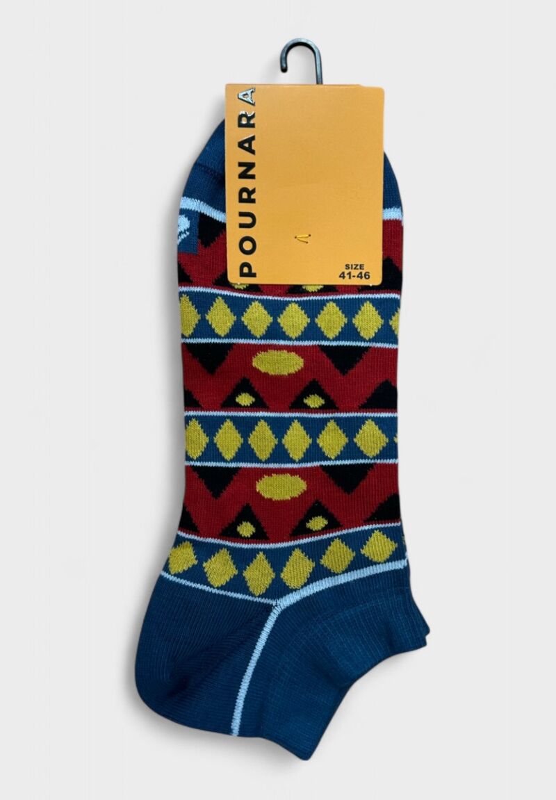 Pournara Ανδρικές Κοντές Κάλτσες Ethnic Μπλε/Κόκκινο/Κίτρινο