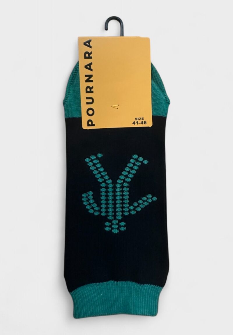 Ανδρικές Κοντές Κάλτσες Pournara Μαύρο Πράσινο ethnic σχέδιο
