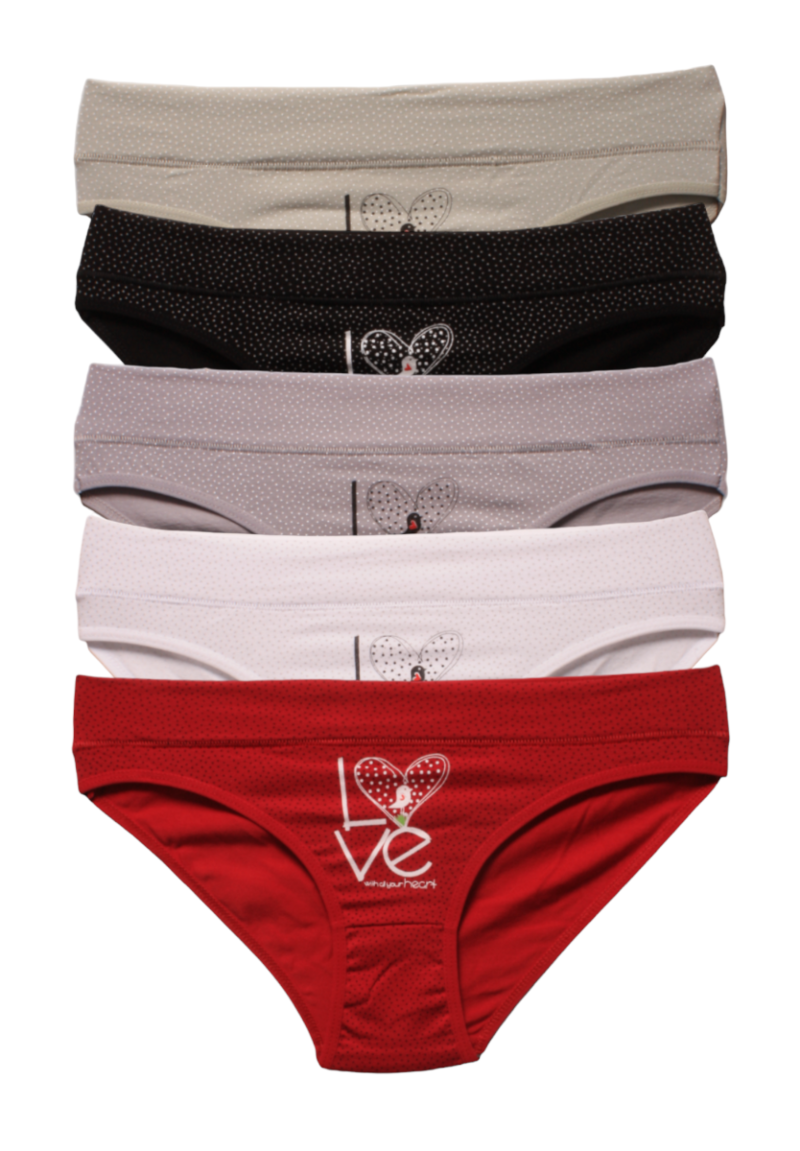 Σλιπ γυναικεία βαμβακερά με μπάσκα Donella Love 5 τεμάχια
