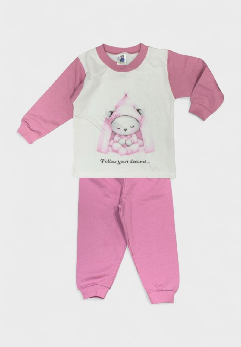 Πιτζάμα Βρεφική Βαμβακερή Φούτερ Χριστίνα Cute 100% Βαμβάκι Σάπιο Μήλο
