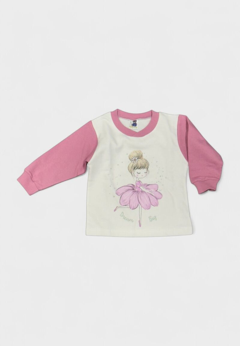 Πιτζάμα Βρεφική Βαμβακερή Φούτερ Χριστίνα Ballerina 100% Βαμβάκι Σάπιο Μήλο