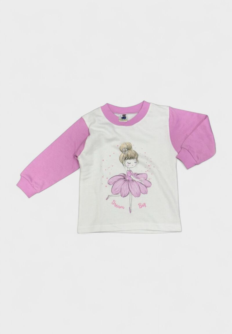 Πιτζάμα Βρεφική Βαμβακερή Φούτερ Χριστίνα Ballerina 100% Βαμβάκι Λιλά