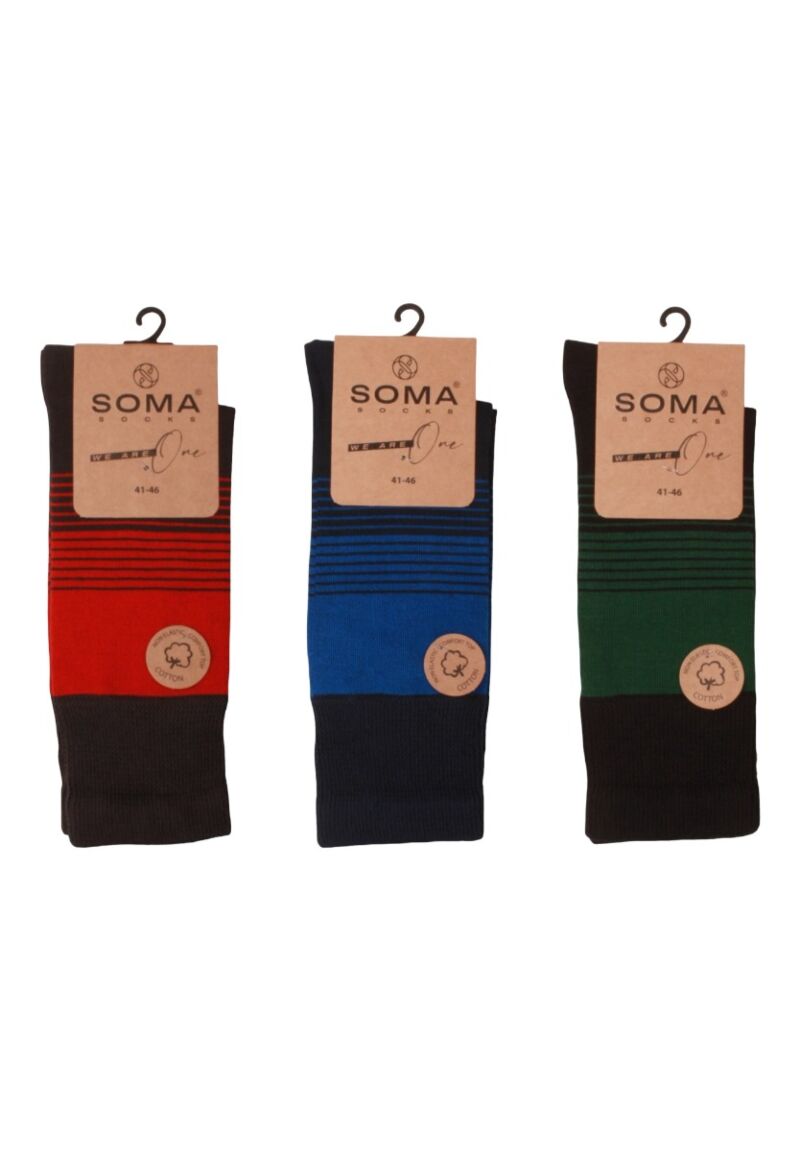 Κάλτσες ανδρικές βαμβακερές με ρίγα Soma σε οικονομική συσκευασία 3 τεμαχίων