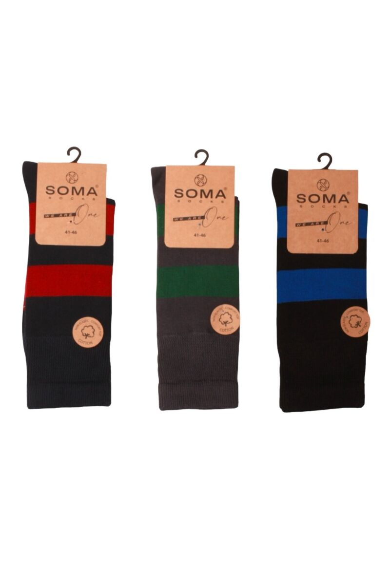 Κάλτσες ανδρικές βαμβακερές Soma Stripes σε οικονομική συσκευασία 3 τεμαχίων