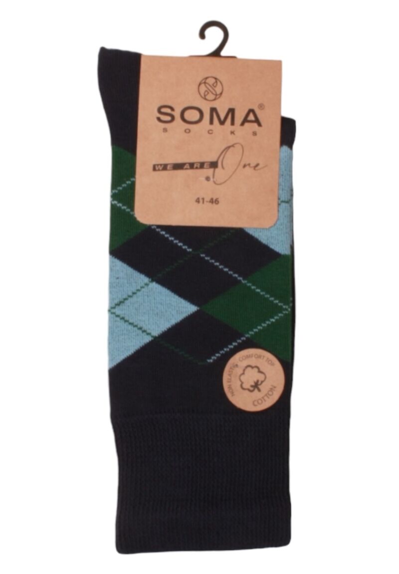 Κάλτσες ανδρικές βαμβακερές καρό Soma σε οικονομική συσκευασία 3 τεμαχίων