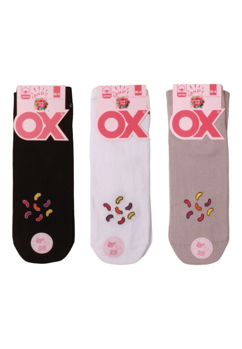 Σοσόνια γυναικεία βαμβακερά OX Socks Candy με άρωμα καραμέλα σε συσκευασία 3 τεμαχίων
