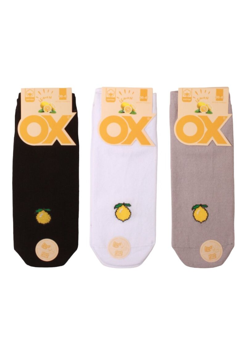 Σοσόνια γυναικεία βαμβακερά OX Socks Lemon με άρωμα λεμόνι σε συσκευασία 3 τεμαχίων