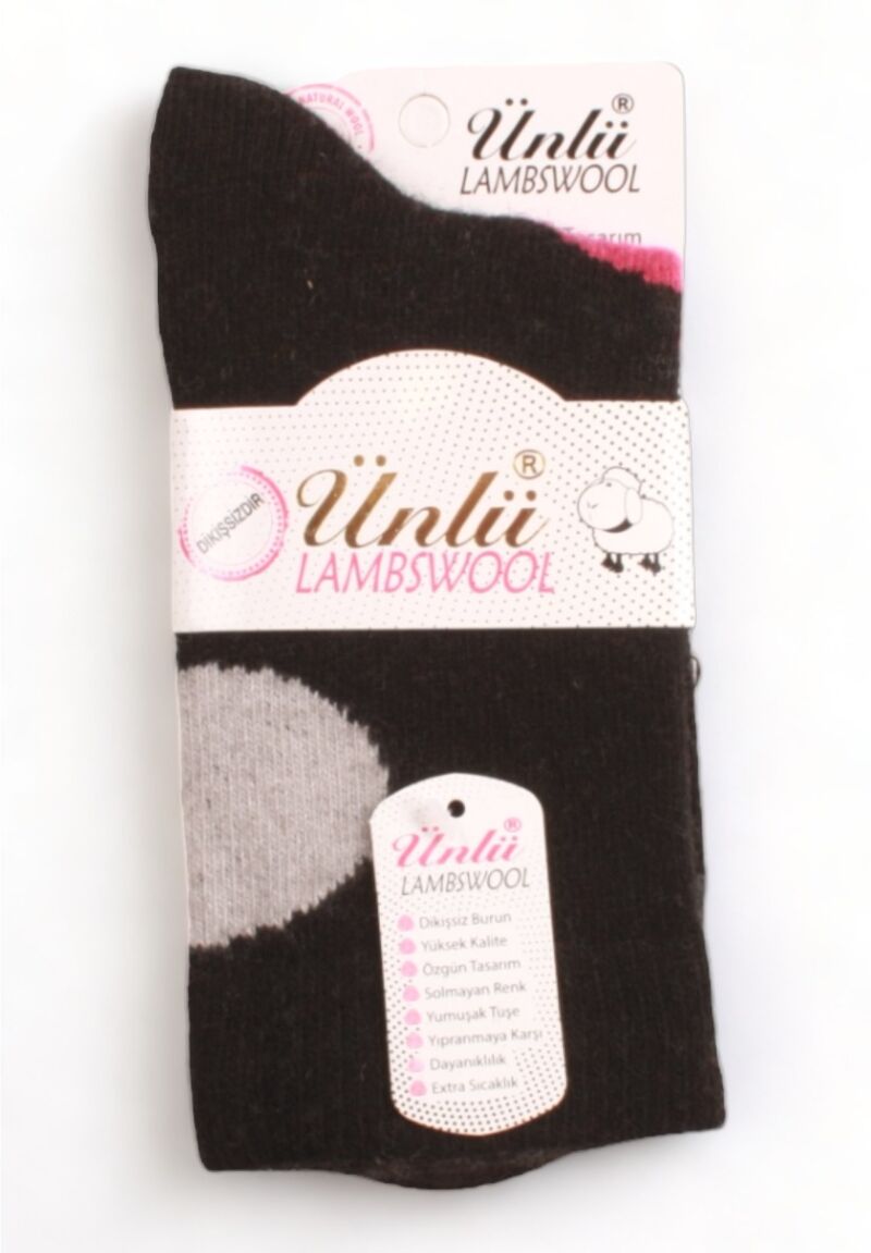 Κάλτσα γυναικεία μάλλινη Lambswool Circles μαύρη