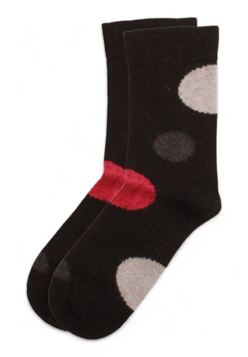 Κάλτσα γυναικεία μάλλινη Lambswool Circles μαύρη