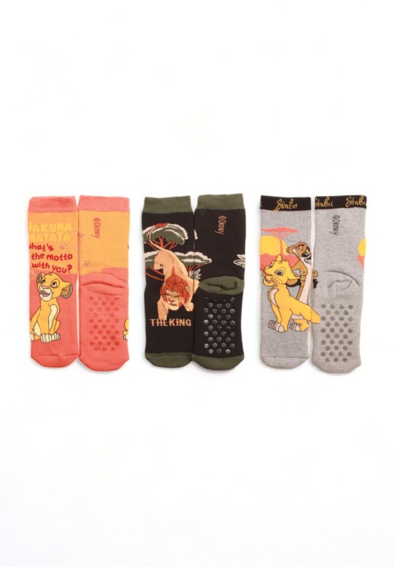 Κάλτσες παιδικές πετσετέ Cimpa με τάπες Lion King II σε συσκευασία 3 τεμαχίων