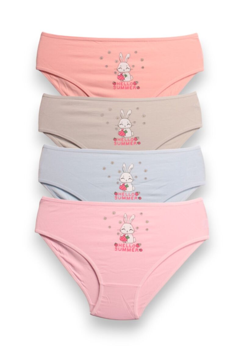 Σλιπάκια για κορίτσια βαμβακερά Berrak Cute Rabbit σε οικονομικό πακέτο 4 τεμαχίων