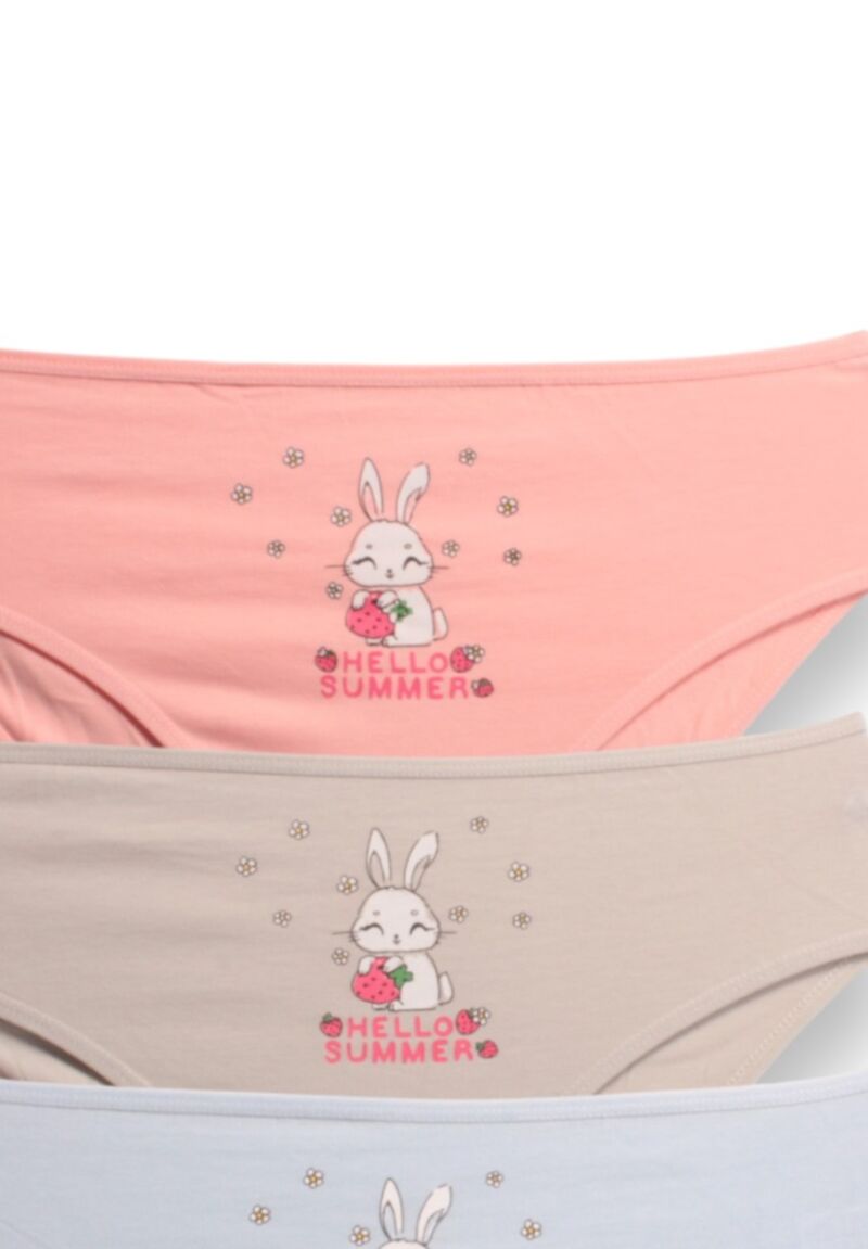 Σλιπάκια για κορίτσια βαμβακερά Berrak Cute Rabbit σε οικονομικό πακέτο 4 τεμαχίων