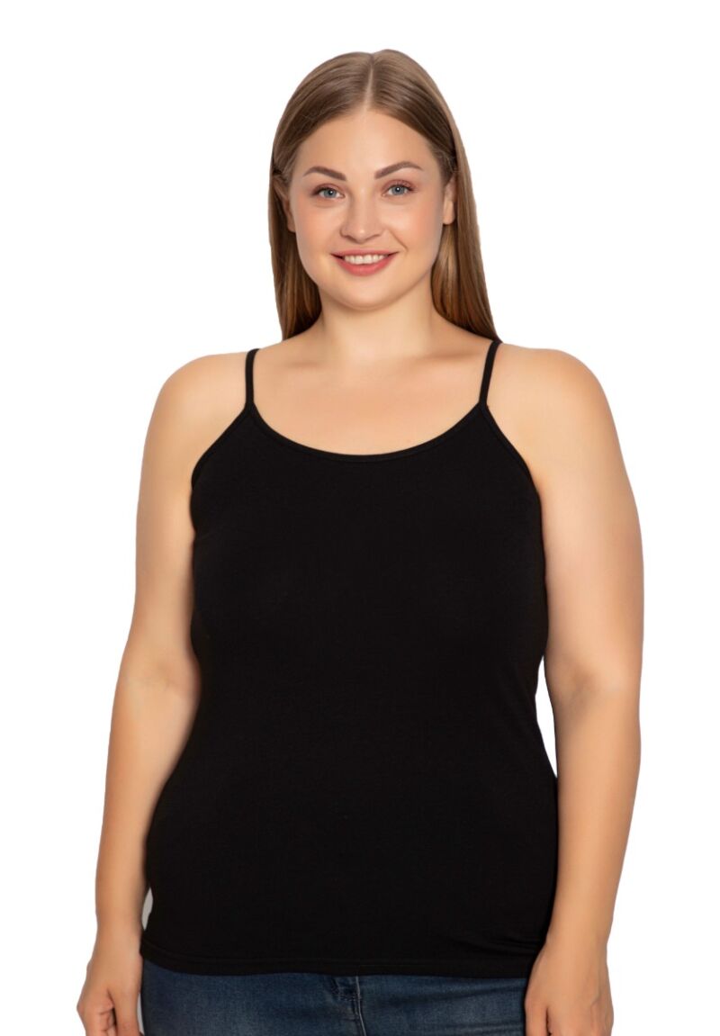 Φανελάκι γυναικείο Plus Size Siyah Inci με λεπτή τιράντα Basic