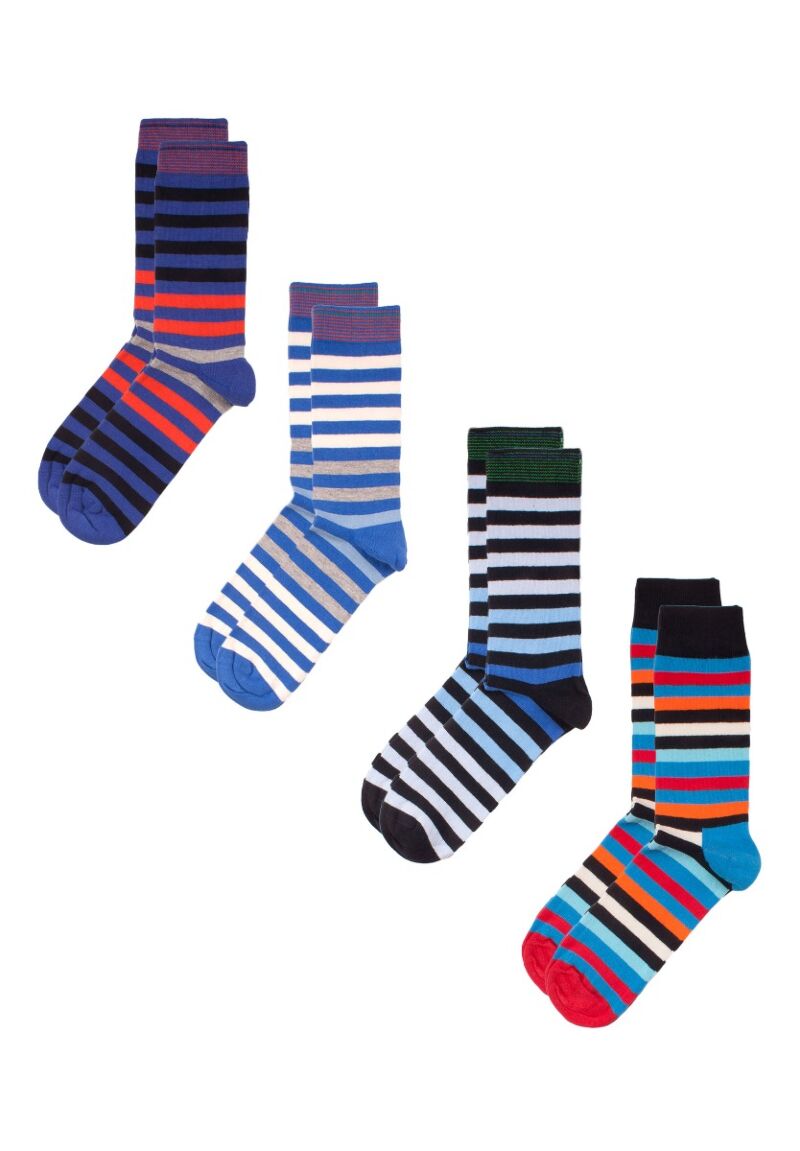Κάλτσες ανδρικές οικονομικό πακέτο ριγέ 4 Τεμ.