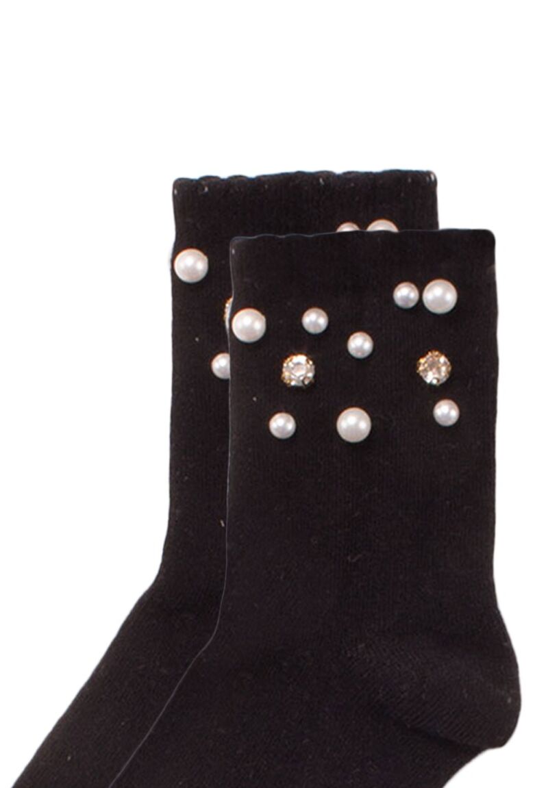 Κάλτσες παιδικές με πέρλες και στρας Black